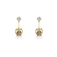 Owl Curved Barbell Earrings Light Pink (14K) Popular Jewelry New York