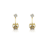 Owl Curved Barbell Earrings White (14K) Popular Jewelry New York