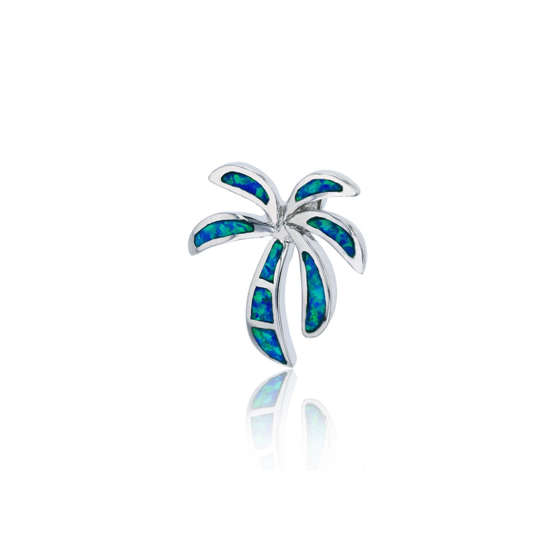 Blue Opal Palm Tree Pendant (Silver)