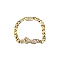 Panther Cuban Link Bracelet (14K).