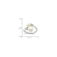 Cubic Zirconia and Pearl Ring (Silver)