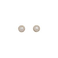 Cirkonija halo pērļu auskari (14 K)