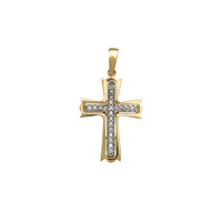 Two-Tone Stone-Set CZ Cross Pendant (14K) Popular Jewelry New York
