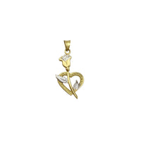 Heart & Long-Stem Rose Flower Pendant (14K)