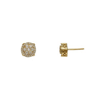 Diamond Iced-Out Cluster Stud Drings (14K)