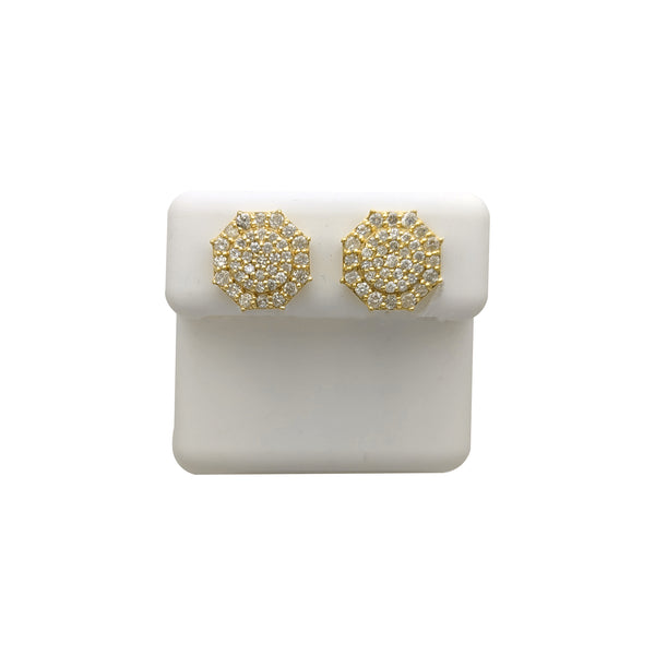 Diamond Iced-Out Cluster Octagonal Stud Earrings (14K)