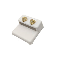 Diamond Baguettes Heart Stud Earrings (14K)
