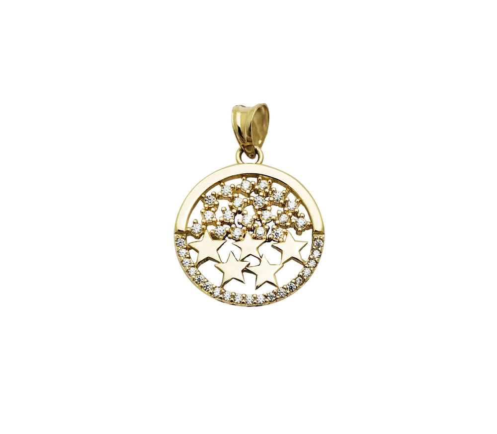 Round Zirconia Starry Stars Pendant  (14K)