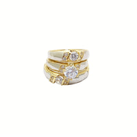 Two-Tone Three Piece Zirconia Engagement Ring Set (14K)