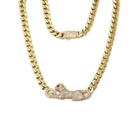 Panther Cuban Link Necklace (14K)