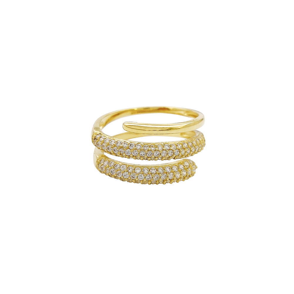 Pave 3-Rows Wrap Ring (14K) Popular Jewelry New York
