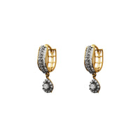 Pave Baguettes & Round Teardrop U-Shape Huggie Earrings (14K) Popular Jewelry New York