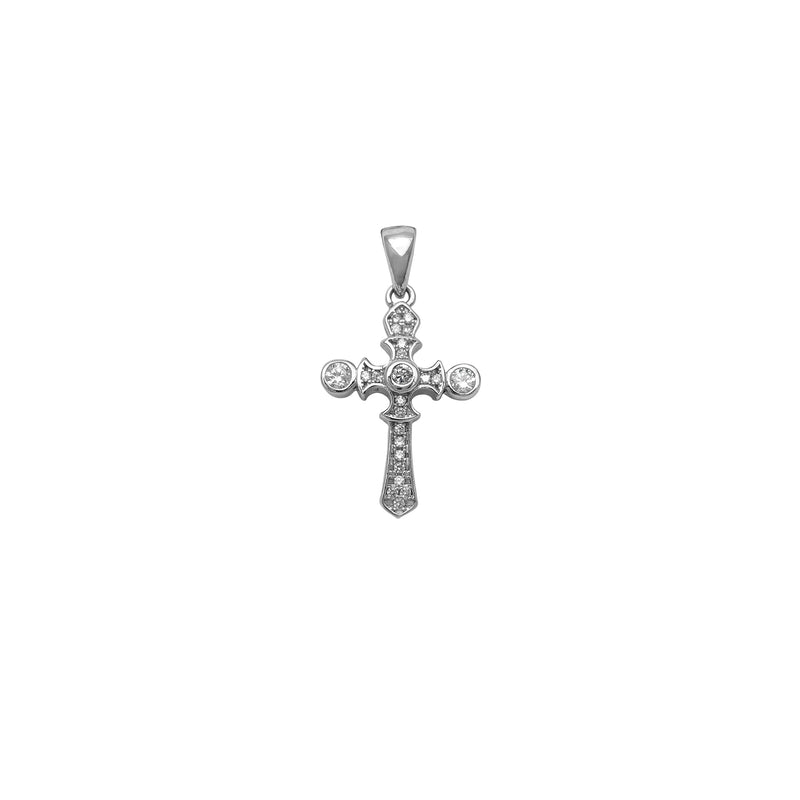Pave Bezel Setting Cross Pendant (Silver) Popular Jewelry New York