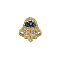 Pave Blue Evil Eye Hamsa Hand Ring (14K) Popular Jewelry New York