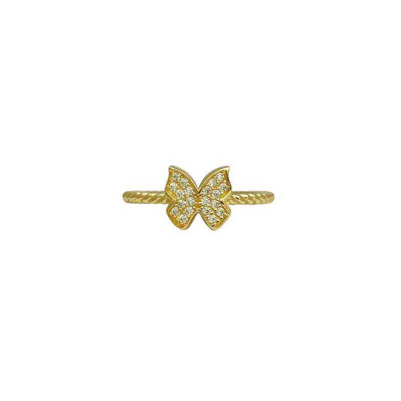Pave Butterfly Rope Stackable Ring (14K)