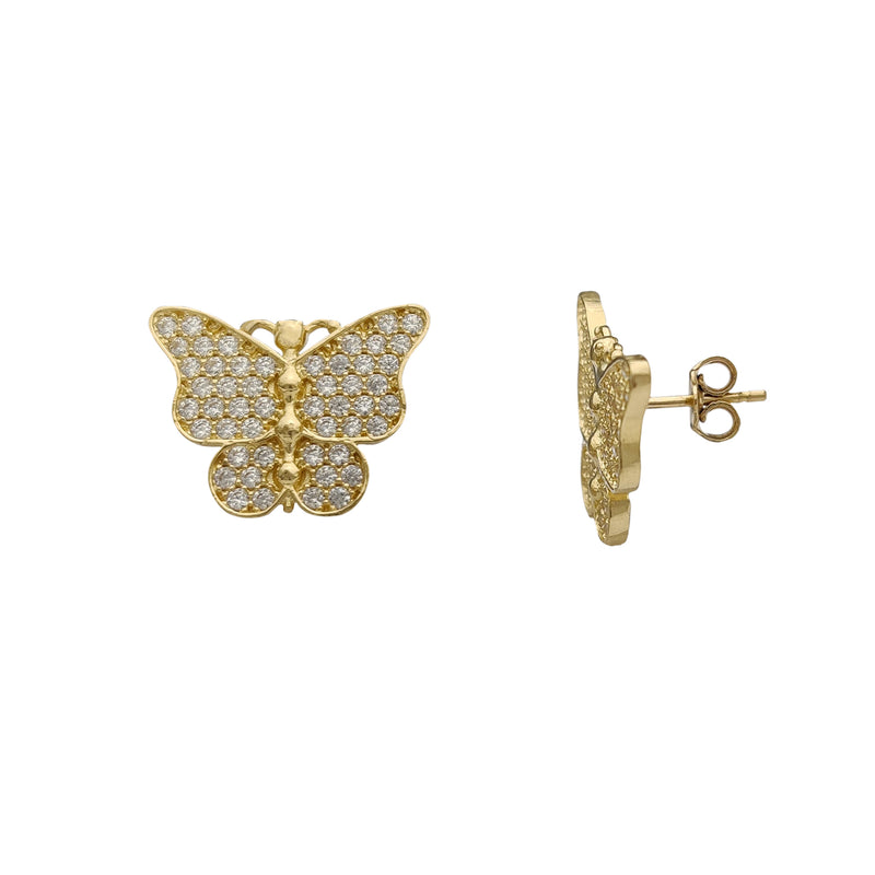 Pave Butterfly Stud Earrings (14K) Popular Jewelry New York