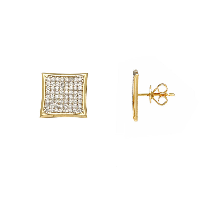 Pave Concave Square Stud Earrings (14K) Popular Jewelry New York