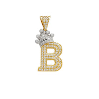 Jeges korona kezdőbetűs "B" medál (14K) Popular Jewelry New York