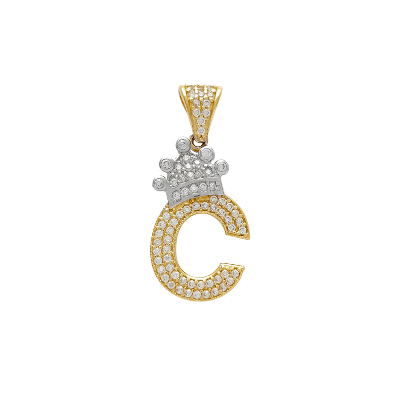 Icy Crown Initial Letter "C" Pendant (14K) Popular Jewelry New York