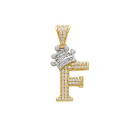 Jeges korona kezdőbetűs "F" medál (14K) Popular Jewelry New York