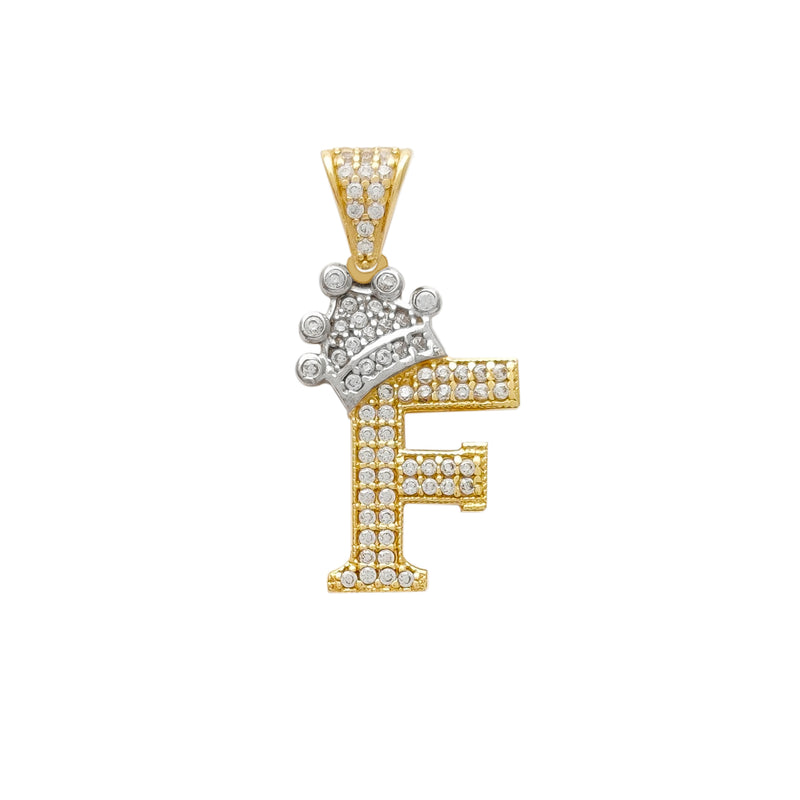 Icy Crown Initial Letter "F" Pendant (14K) Popular Jewelry New York