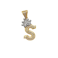 Buzlu Taç Başlanğıc Məktubu "S" Kolye (14K) Popular Jewelry New York