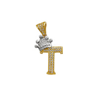 Buzlu Taç Başlanğıc Məktubu "T" Kolye (14K) Popular Jewelry New York