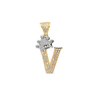 Privjesak s ledenom krunom početno slovo "V" (14K) Popular Jewelry Njujork