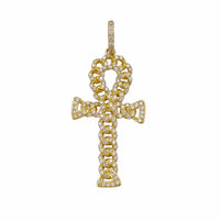 Iced-Out Cuban Style Ankh Pendant (14K) Popular Jewelry New York