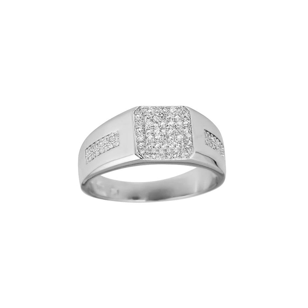 Pave Cushion Shaped Men's Ring (Silver) Popular Jewelry New York