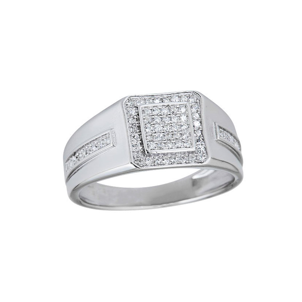 Pave Double Square Men's Ring (Silver) Popular Jewelry New York