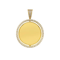 Pave Halo atminimo paveikslo apvalus medaliono pakabukas (14K) Popular Jewelry NY