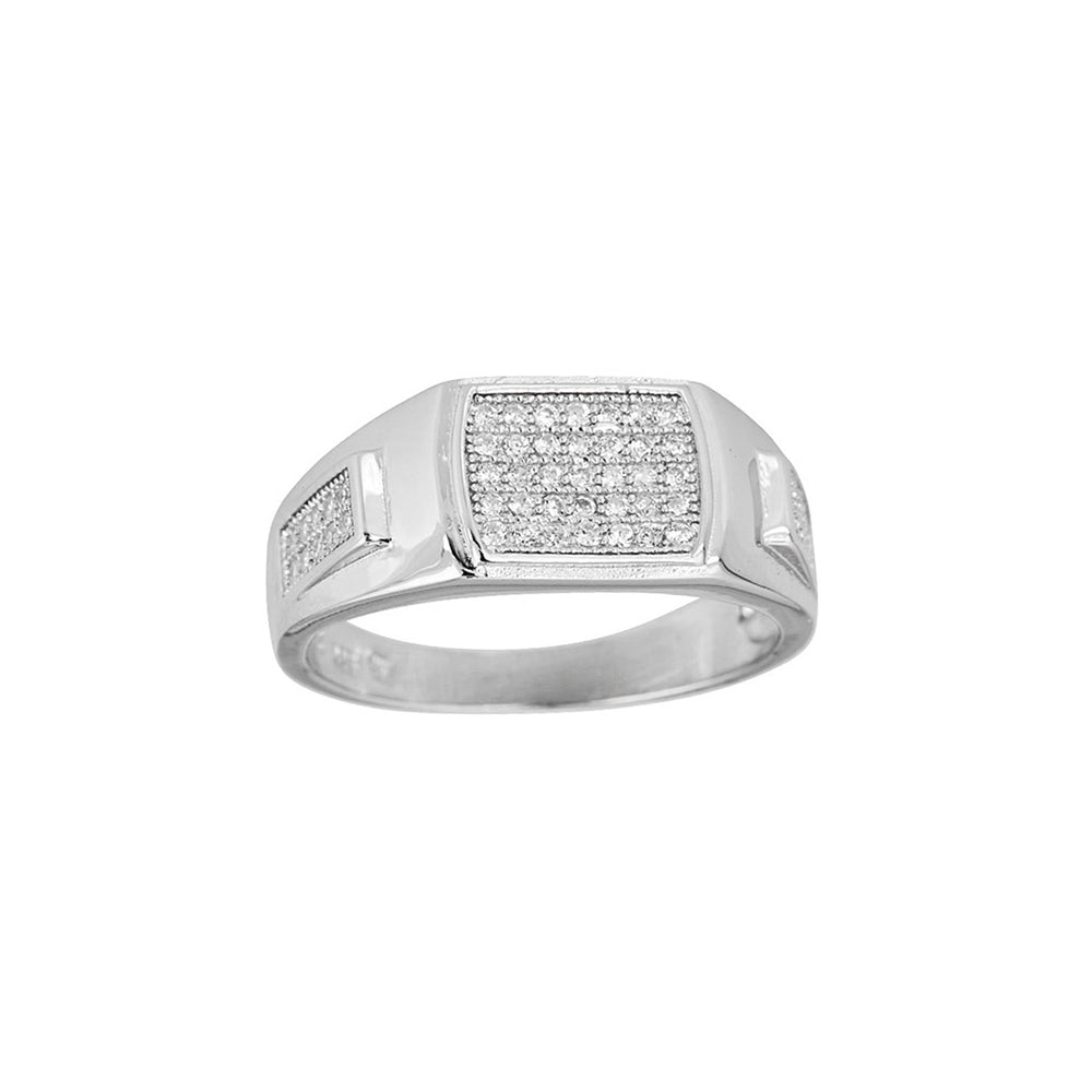 Pave Rectangle Men's Ring (Silver) Popular Jewelry New York