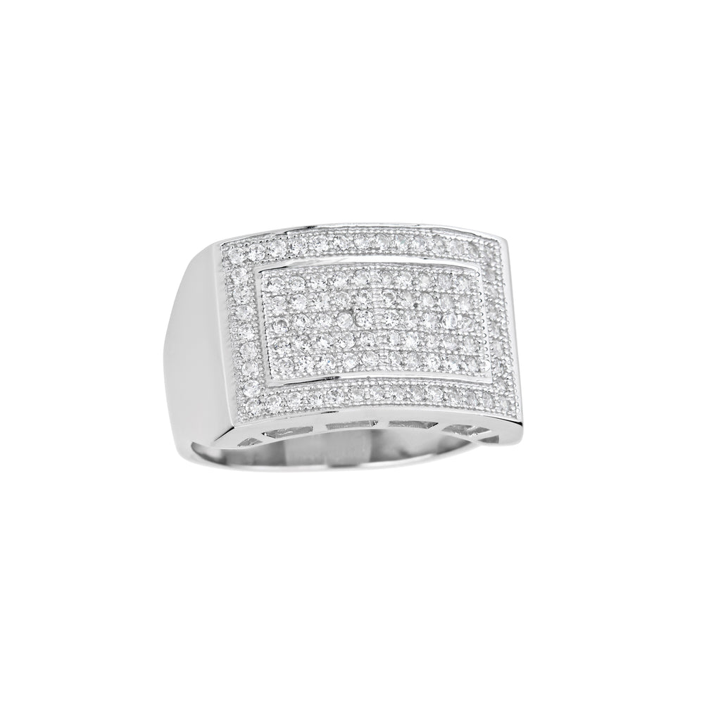 Pave Rectangle Men's Ring (Silver) Popular Jewelry New York