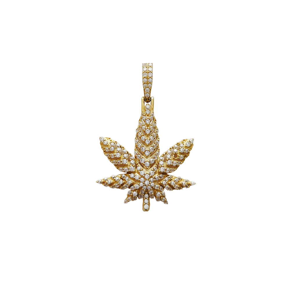 Pave Silhouette Cannabis Leaf Pendant (14K) Popular Jewelry New York