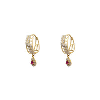 Pave Silhouette Teardrop U-Shape Huggie Earrings (14K) Popular Jewelry New York