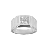 Pave Square Ridged Men's Ring (Silver) Popular Jewelry New York
