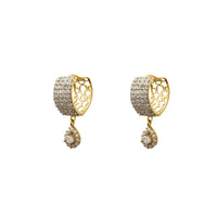 Pave Starry Silhouette Teardrop Huggie Earrings (14K) Popular Jewelry New York