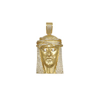 Size Medium Pave Stone-Set Jesus Head Pendant (14K) Popular Jewelry New York