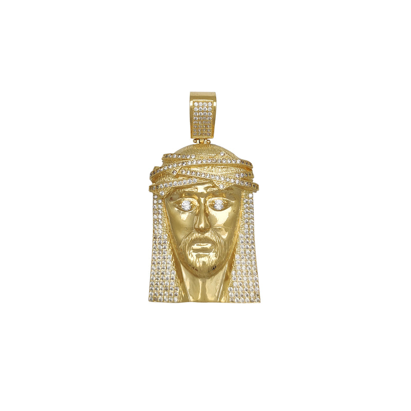 Size Medium Pave Stone-Set Jesus Head Pendant (14K) Popular Jewelry New York