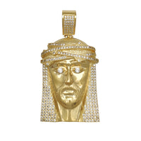 Size Large Pave Stone-Set Jesus Head Pendant (14K) Popular Jewelry New York