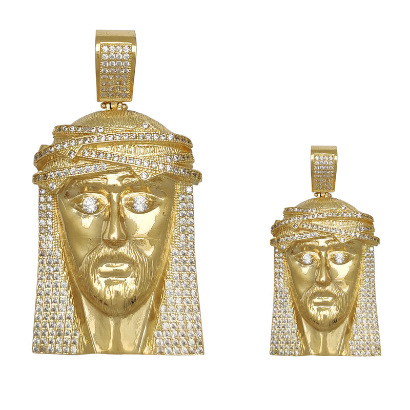 Pave Stone-Set Jesus Head Pendant (14K) Popular Jewelry New York