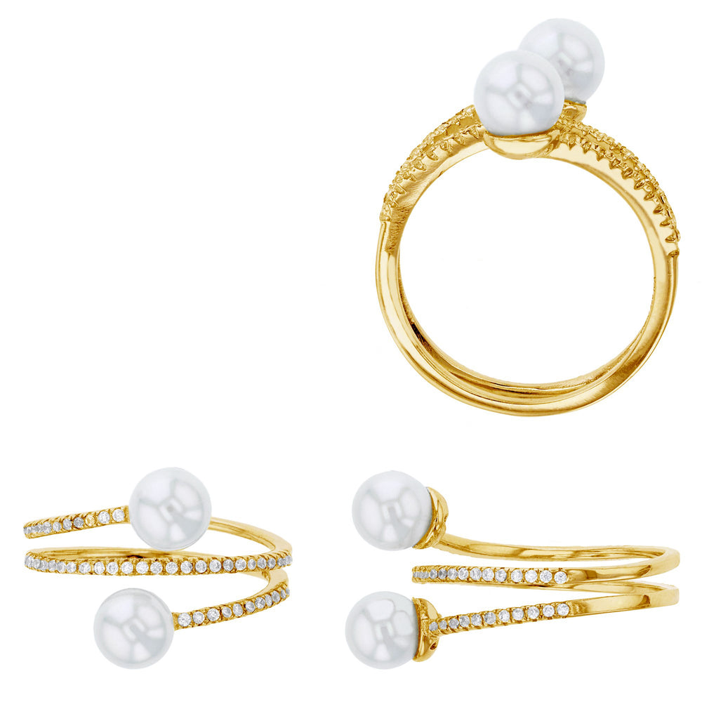 Pave Stone-Set Pearl Ring (Silver) Popular Jewelry New York