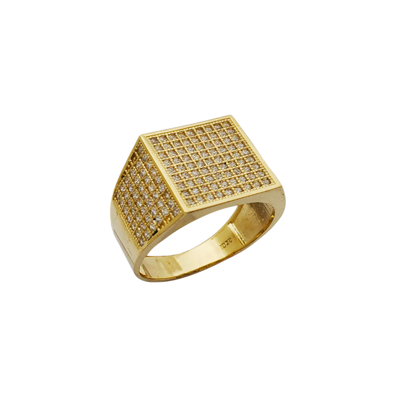 Pave Stone-Set Square Ring (10K) Popular Jewelry New York