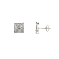 White Gold Pave Stone-Setting Square Stud Earrings (14K) Popular Jewelry Njujork