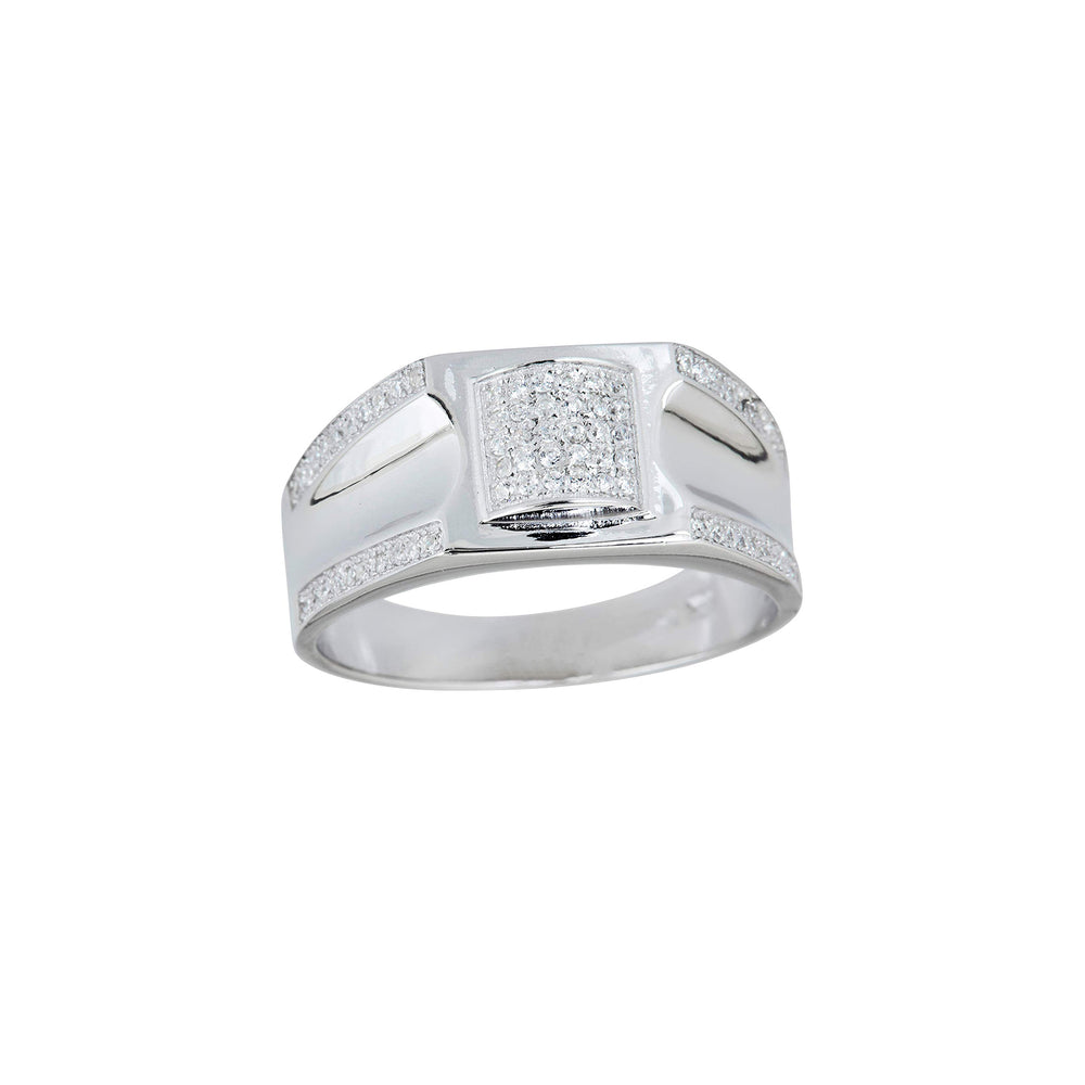 Pave Stone-Setting Men's Ring (Silver) Popular Jewelry New York