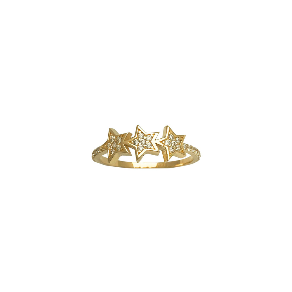 Pavé CZ Triple Star Ring (14K)