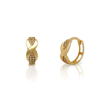 Pave Criss Cross Huggie Earrings (14K) Popular Jewelry New York
