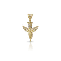Pavimentar coronado bebé ángel colgante (10k) Popular Jewelry New York
