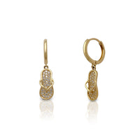 పేవ్ ఫ్లిప్ ఫ్లాప్స్ హగ్గీ చెవిపోగులు (14K) Popular Jewelry న్యూ యార్క్